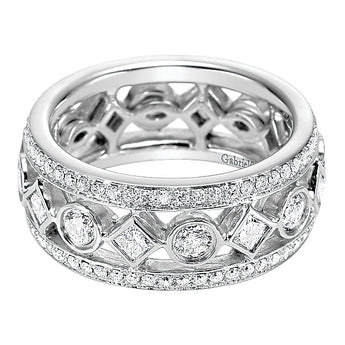 14k White Gold Contemporary Eternity Band Anniversary Band