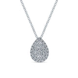 14k White Gold Clustered Diamonds Fashion Necklace