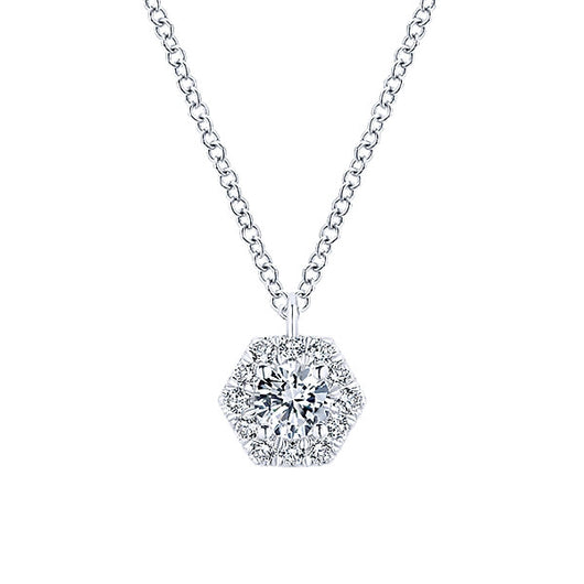 14k White Gold Clustered Diamonds Fashion Necklace