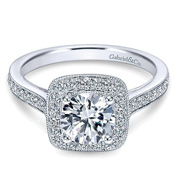 14k White Gold Victorian Semi-Mount Engagement Ring