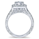 14k White Gold Victorian Semi-Mount Engagement Ring