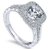 14k White Gold Victorian Semi-Mount Engagement Ring