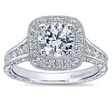 14k White Gold Victorian Semi-Mount Engagement Ring