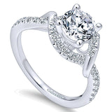 14k White Gold Contemporary Semi-Mount Engagement Ring