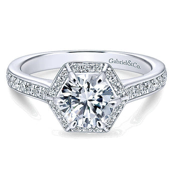 14k White Gold Contemporary Semi-Mount Engagement Ring
