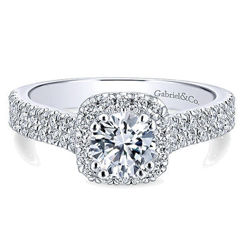 14k White Gold Contemporary Semi-Mount Engagement Ring