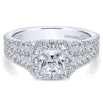 14k White Gold Crown Semi-Mount Engagement Ring