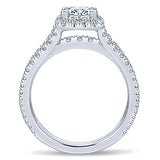 14k White Gold Crown Semi-Mount Engagement Ring