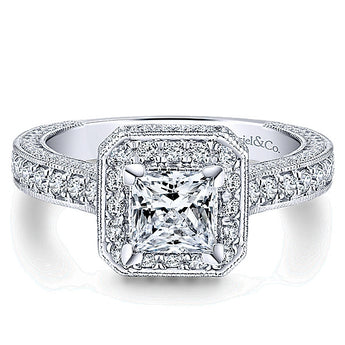 14k White Gold Crown Semi-Mount Engagement Ring