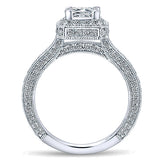 14k White Gold Crown Semi-Mount Engagement Ring