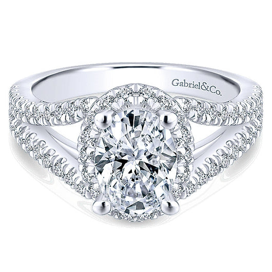 14k White Gold Rosette Semi-Mount Engagement Ring