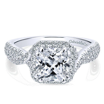 14k White Gold Rosette Semi-Mount Engagement Ring