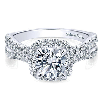 14k White Gold Contemporary Semi-Mount Engagement Ring