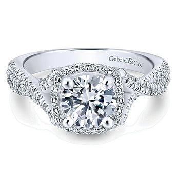 14k White Gold Rosette Semi-Mount Engagement Ring