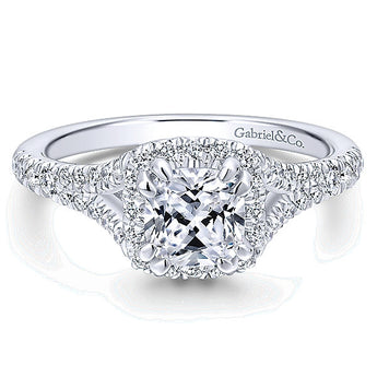 14k White Gold Contemporary Semi-Mount Engagement Ring