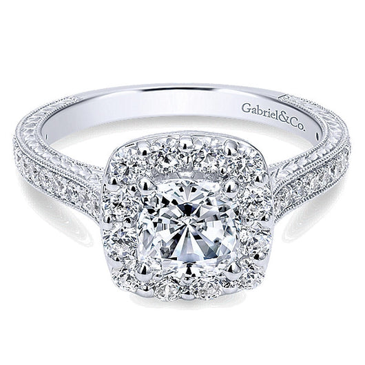 14k White Gold Victorian Semi-Mount Engagement Ring
