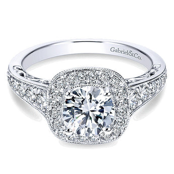 14k White Gold Victorian Semi-Mount Engagement Ring