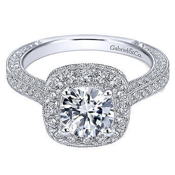 14k White Gold Victorian Semi-Mount Engagement Ring