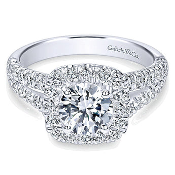 14k White Gold Contemporary Semi-Mount Engagement Ring