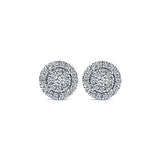 14k White Gold Clustered Diamonds Stud