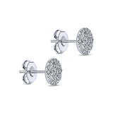 14k White Gold Clustered Diamonds Stud