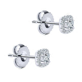 14k White Gold Clustered Diamonds Stud