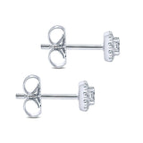 14k White Gold Clustered Diamonds Stud