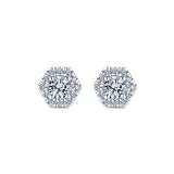 14k White Gold Clustered Diamonds Stud