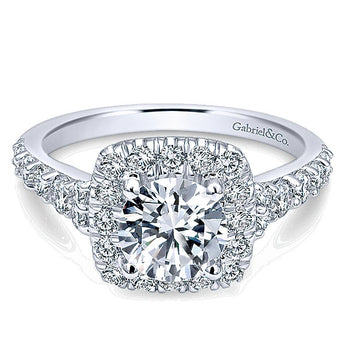 14k White Gold Contemporary Semi-Mount Engagement Ring