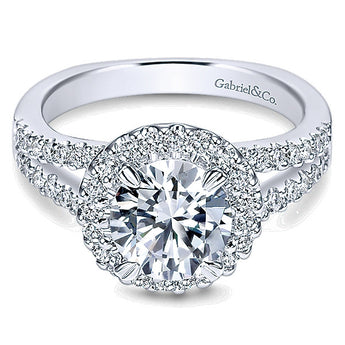 14k White Gold Contemporary Semi-Mount Engagement Ring