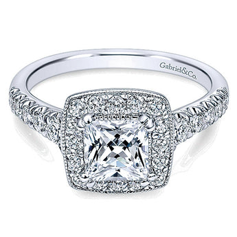 ER10907W44JJ 14k White Gold Contemporary Semi-Mount Engagement Ring