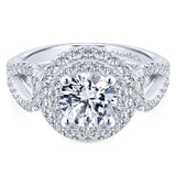 14k White Gold Round Double Halo Diamond Engagement Ring/ER12755R4W44JJ