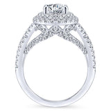 14k White Gold Round Double Halo Diamond Engagement Ring/ER12755R4W44JJ