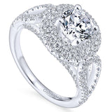 14k White Gold Round Double Halo Diamond Engagement Ring/ER12755R4W44JJ