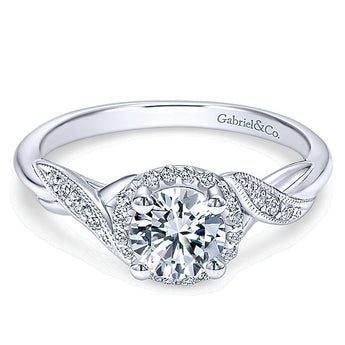 14k White Gold Contemporary Semi-Mount Engagement Ring