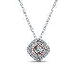 14k White/pink Gold Clustered Diamonds Fashion Necklace