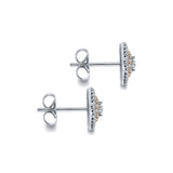14k White/pink Gold Clustered Diamonds Stud