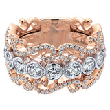 14k White/pink Gold Contemporary Fancy Anniversary Band