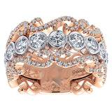 14k White/pink Gold Contemporary Fancy Anniversary Band