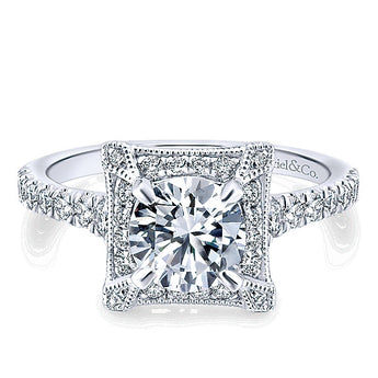 14k White/pink Gold Blush Semi-Mount Engagement Ring