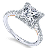 14k White/pink Gold Blush Semi-Mount Engagement Ring