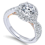 14k White/pink Gold Blush Semi-Mount Engagement Ring