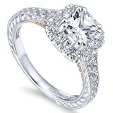 14k White/pink Gold Blush Semi-Mount Engagement Ring