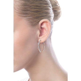 14k White/pink Gold Hoops Intricate Hoop