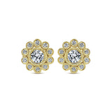14k Yellow Gold Floral Stud