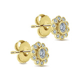 14k Yellow Gold Floral Stud