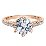 ER11640R6K83JJ 18k Rose Gold Round Halo Diamond Engagement Ring
