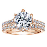 ER11640R6K83JJ 18k Rose Gold Round Halo Diamond Engagement Ring