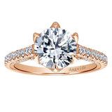 ER11640R6K83JJ 18k Rose Gold Round Halo Diamond Engagement Ring
