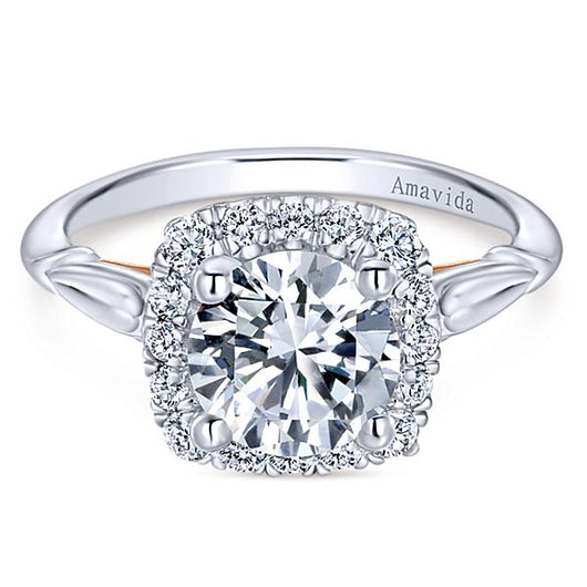 ER10517R6T83JJ/18k White/Rose Gold Round Halo Diamond Engagement Ring